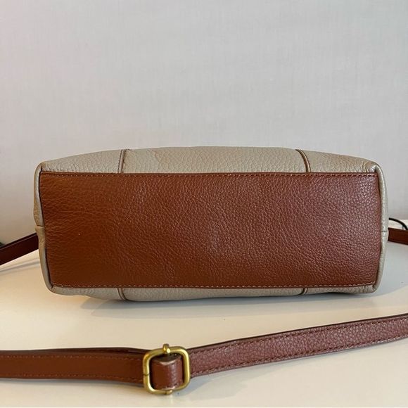 FOSSIL Leather Tan Grey Maddox Sydney Crossbody Satchel Ryder - Picture 7 of 10